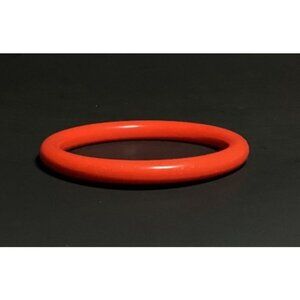Vintage Bright Reddish Orange Opaque Lucite Bangle Bracelet with Round Profile